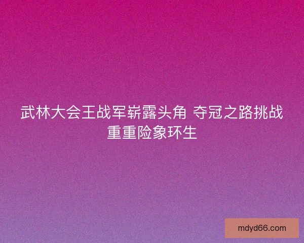 武林大会王战军崭露头角 夺冠之路挑战重重险象环生