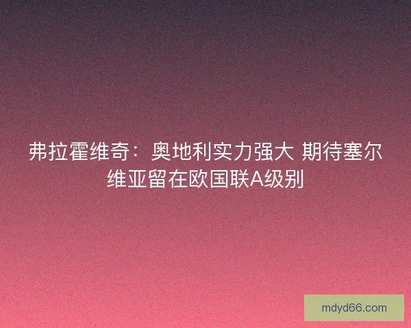 弗拉霍维奇：奥地利实力强大 期待塞尔维亚留在欧国联A级别